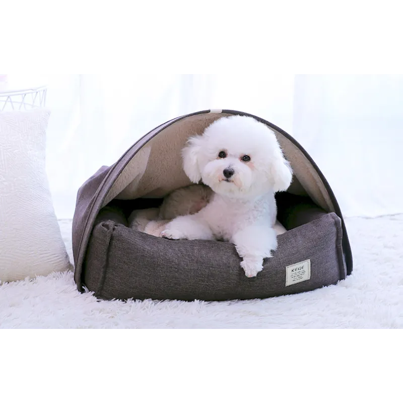 Haustierbett mit Abdeckhaube – Bequemes Schlafsofa für Hunde und Katzen