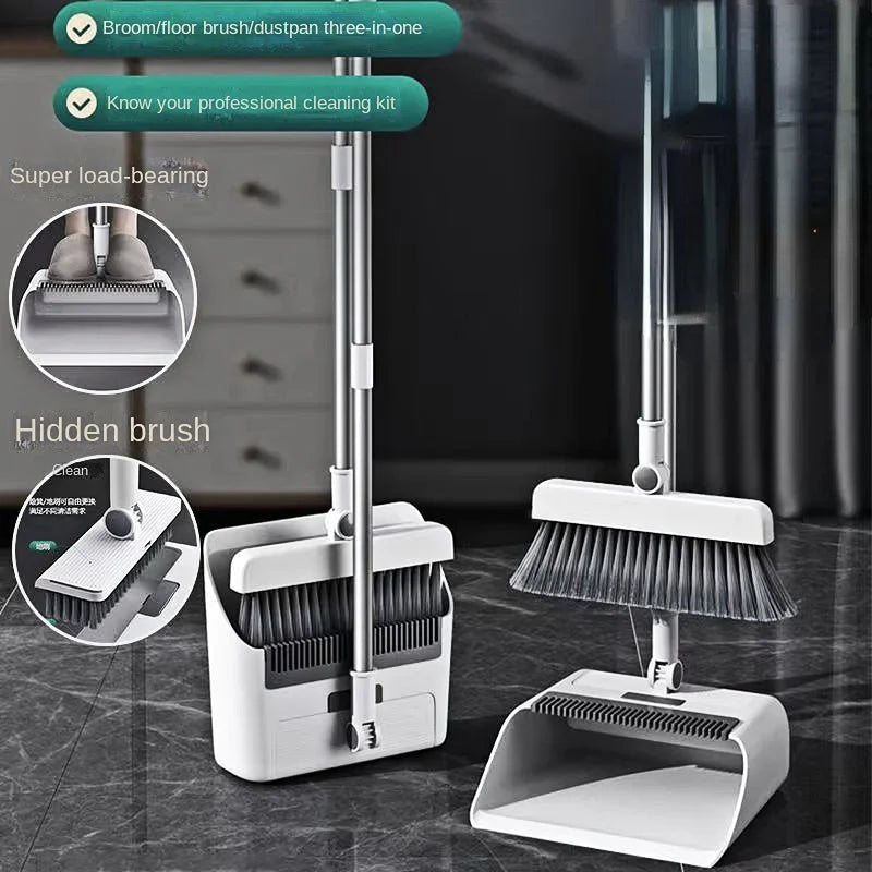 Multifunktionales Besen- und Kehrblech-Set