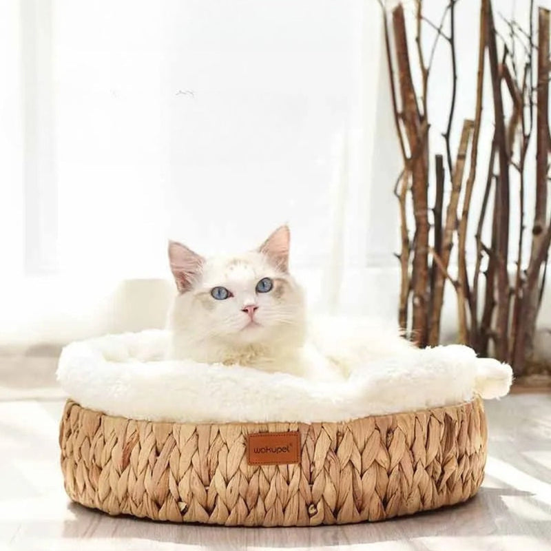 Weidenkorb Katzenbett – Natürliche Schlafmatte für Katzen und Kleine Hunde