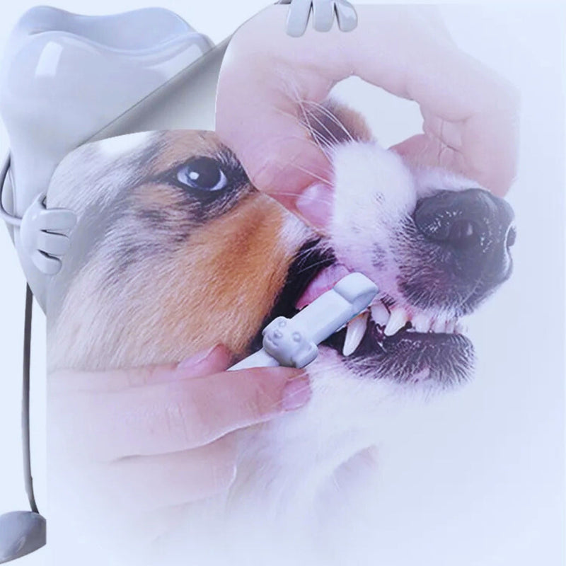 Tierzahnbürste für Hunde und Katzen mit 360° Reinigungskopf und Antibakteriellen Borsten