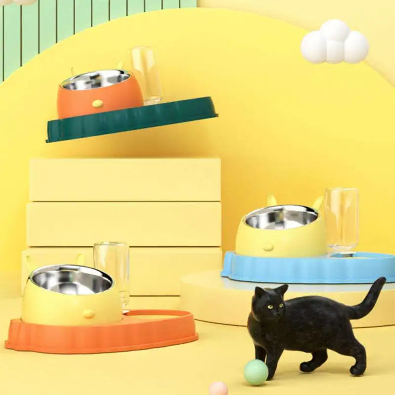 Haustier Futterstation Mit Wasserspender – Niedliche Futterschüssel für Hunde und Katzen