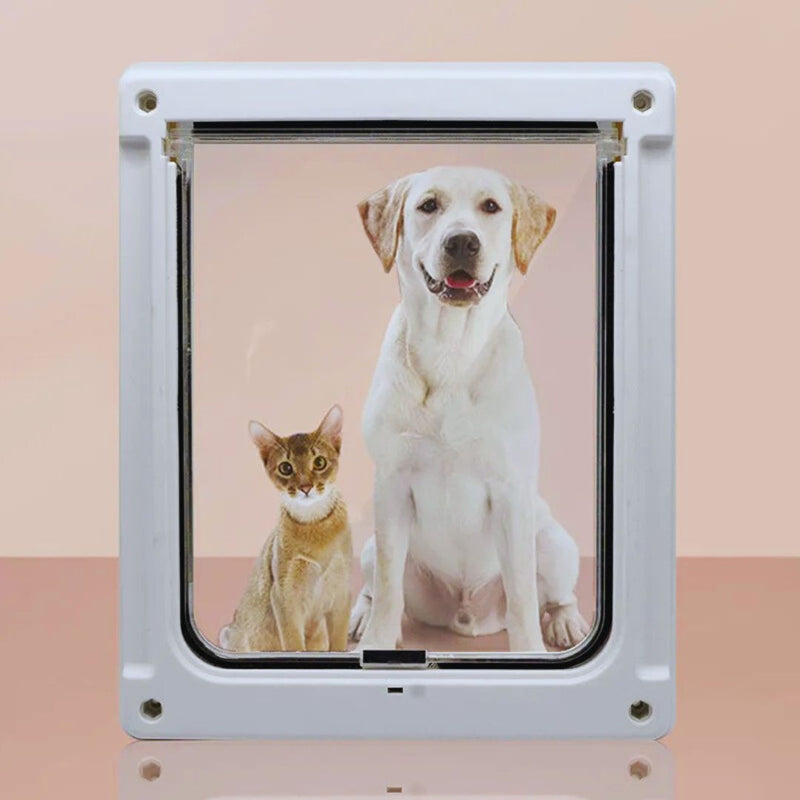 Hundeklappe für Türen mit Pfotenmotiv – Katzentür Haustiertür Weiß