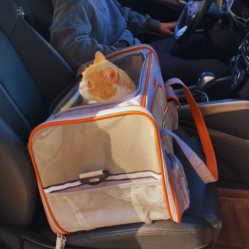 Tragetasche für Haustiere mit Netzfenster und Verstellbarem Schultergurt