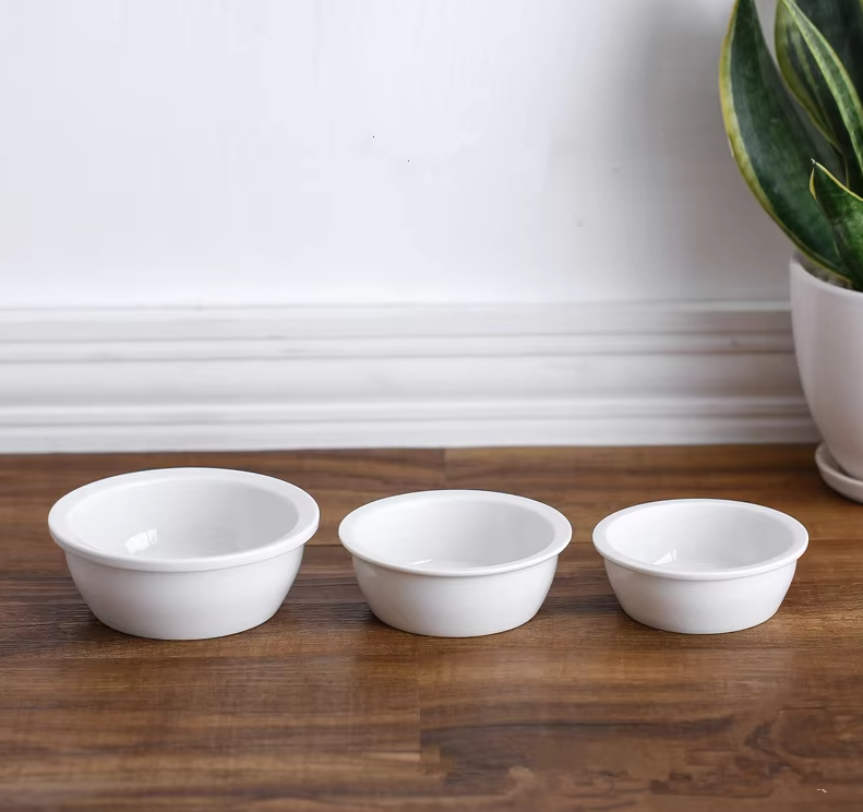 Keramik Futternapf für Hunde und Katzen – Klassischer Weißer Napf für Haustiere