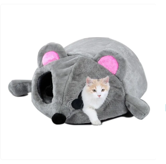 Kuschelige Katzenschlafhöhle Im Mausdesign – Weich und Bequem für Deine Katze