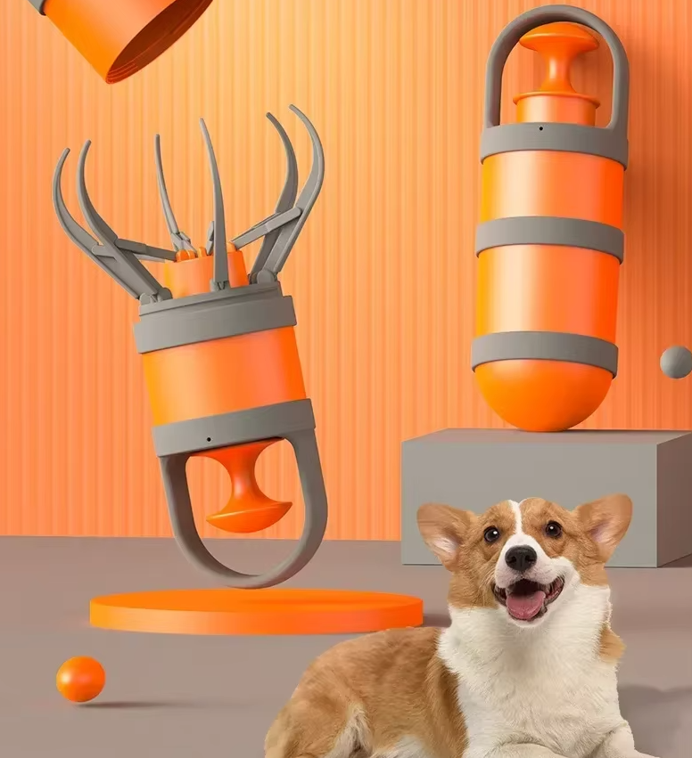 Tragbarer Hundekotgreifer mit Beutelhalter und Ein-Knopf-Mechanismus