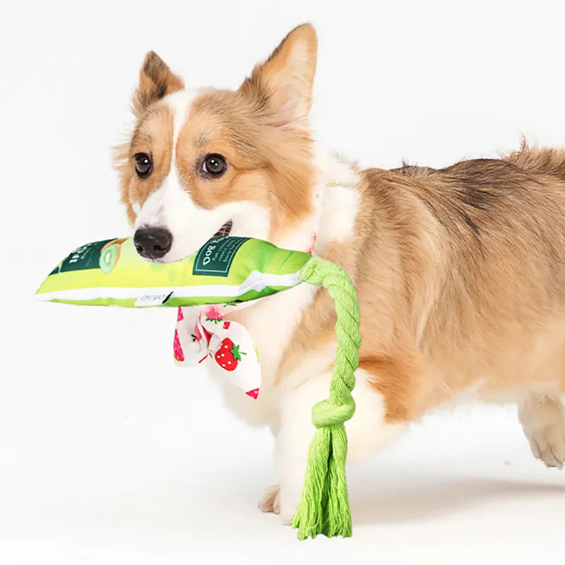 Hundespielzeug Fruchtmarmelade – Squeaky Spielzeug mit Seil Zum Kauen und Ziehen