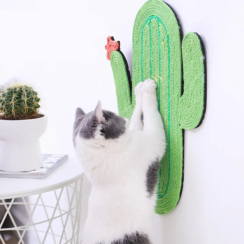 Katzenskratzmatte Cactus & Fisch – Kratzspielzeug für Katzen, Wand- und Bodenkratzmatte aus Sisal