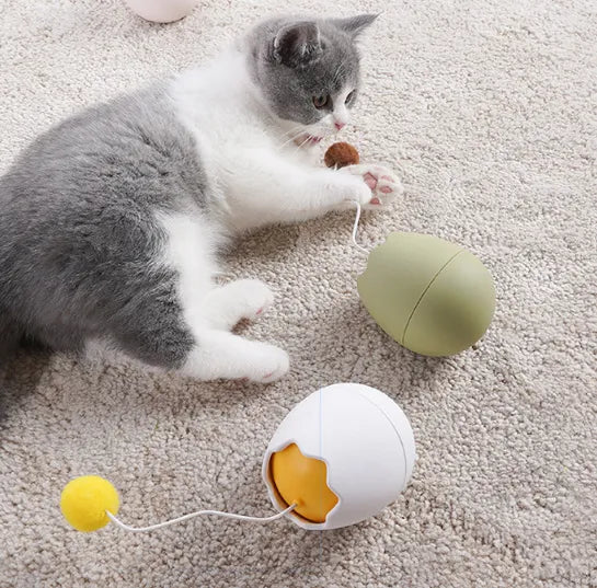 Interaktives Katzenspielzeug In Eiform – Spielzeug mit beweglichem Ball für Katzen