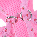 Süßes Hunde-Geschirr mit Leine – Rosa mit Erdbeer-Muster und Rüschen