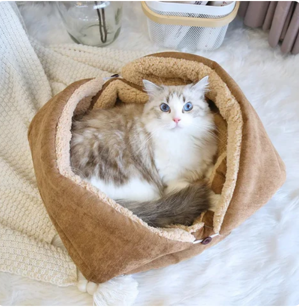 2-in-1 Kuschelbett und Decke für Katzen