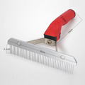 Fellpflege-Rake für Große Hunde mit Rotem Griff und Stabilen Edelstahlzinken