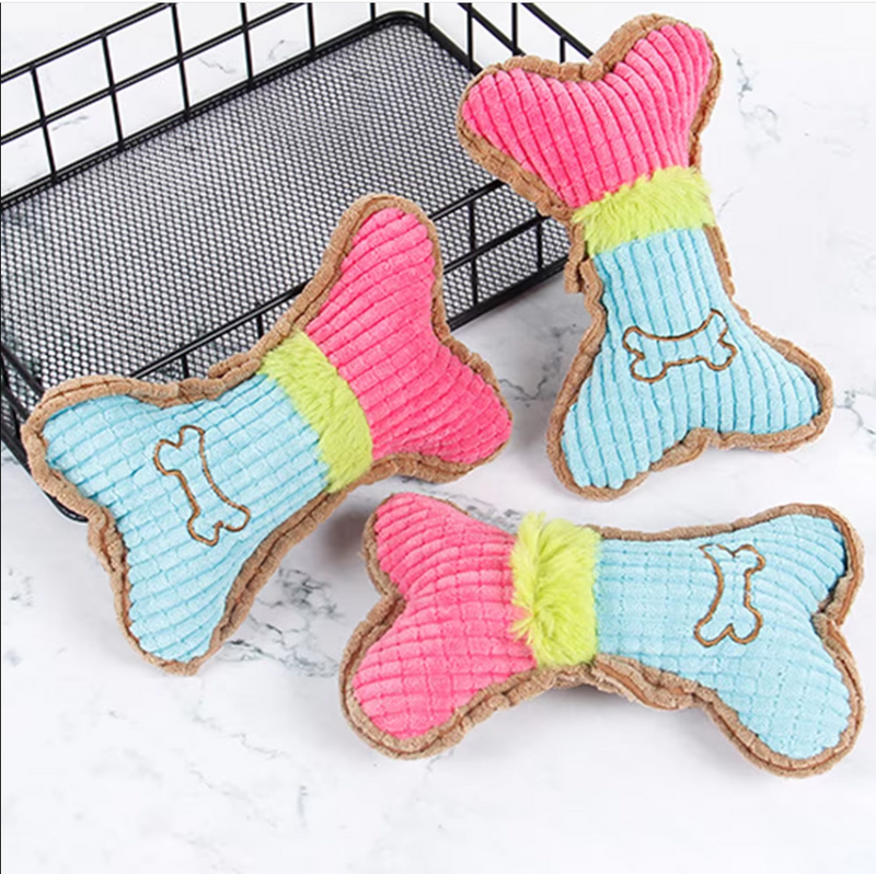 Weiches Quietscher-Hundespielzeug – Robustes Kaukissen In Knochenform