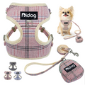 Gemütliches Hundegeschirr im Karomuster mit Leine – Mit praktischer Hundetüte für Spaziergänge