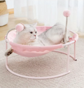 Katzen Hängematte Rund – Bequemer Katzenliegeplatz Mit Spielbällen  Stabilem Gestell