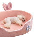 Hundebett Hase – Weiches  Kuscheliges Haustierbett Mit Ohren Blumen-Deko