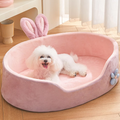 Hundebett Hase – Weiches  Kuscheliges Haustierbett Mit Ohren Blumen-Deko