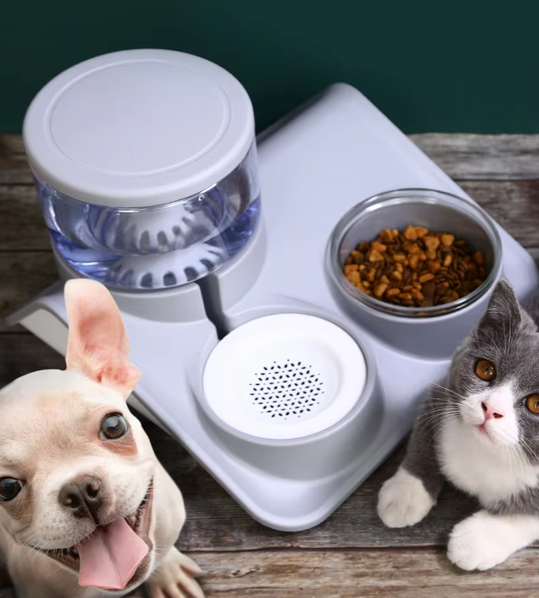 Wasser- und Futternapf für Haustiere – 2-in-1 System mit Praktischer Basis