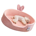 Hundebett Hase – Weiches  Kuscheliges Haustierbett Mit Ohren Blumen-Deko