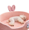 Hundebett Hase – Weiches  Kuscheliges Haustierbett Mit Ohren Blumen-Deko