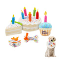 Hundespielzeug Geburtstag Set – Plüschkuchen, Cupcake & Knochen mit Quietschfunktion