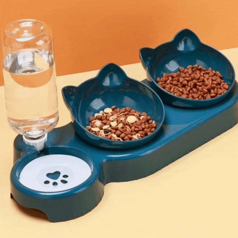 Mehrzweck Katzennapf mit 3 Schalen – Anti-Rutsch Design für Wasser Snacks und Futter