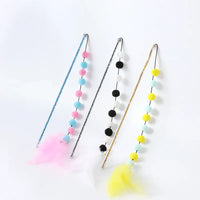 Interaktives Katzenspielzeug mit Pompons und Federn – Spielangel für Katzen