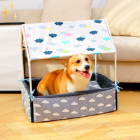 Fleece-Schlafmatte mit Dach und Kuschelkissen